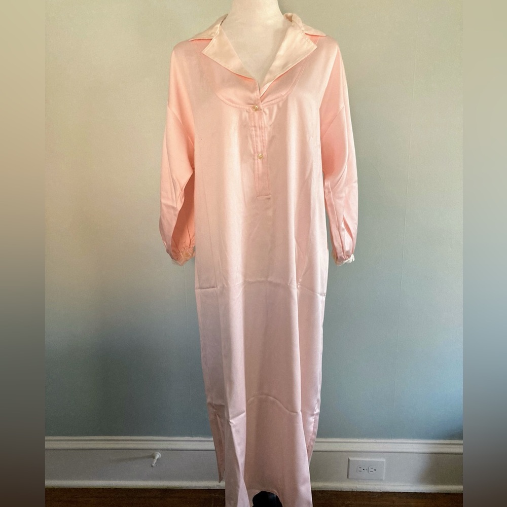 Vintage Eve Stillman for Saks Fifth Avenue Soft Pink Nightgown Long Sleeve - Picture 10 of 10